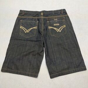 Y2K Parish Nation Denim Shorts Baggy Hip Hop Raw Indigo Blue Mens 42